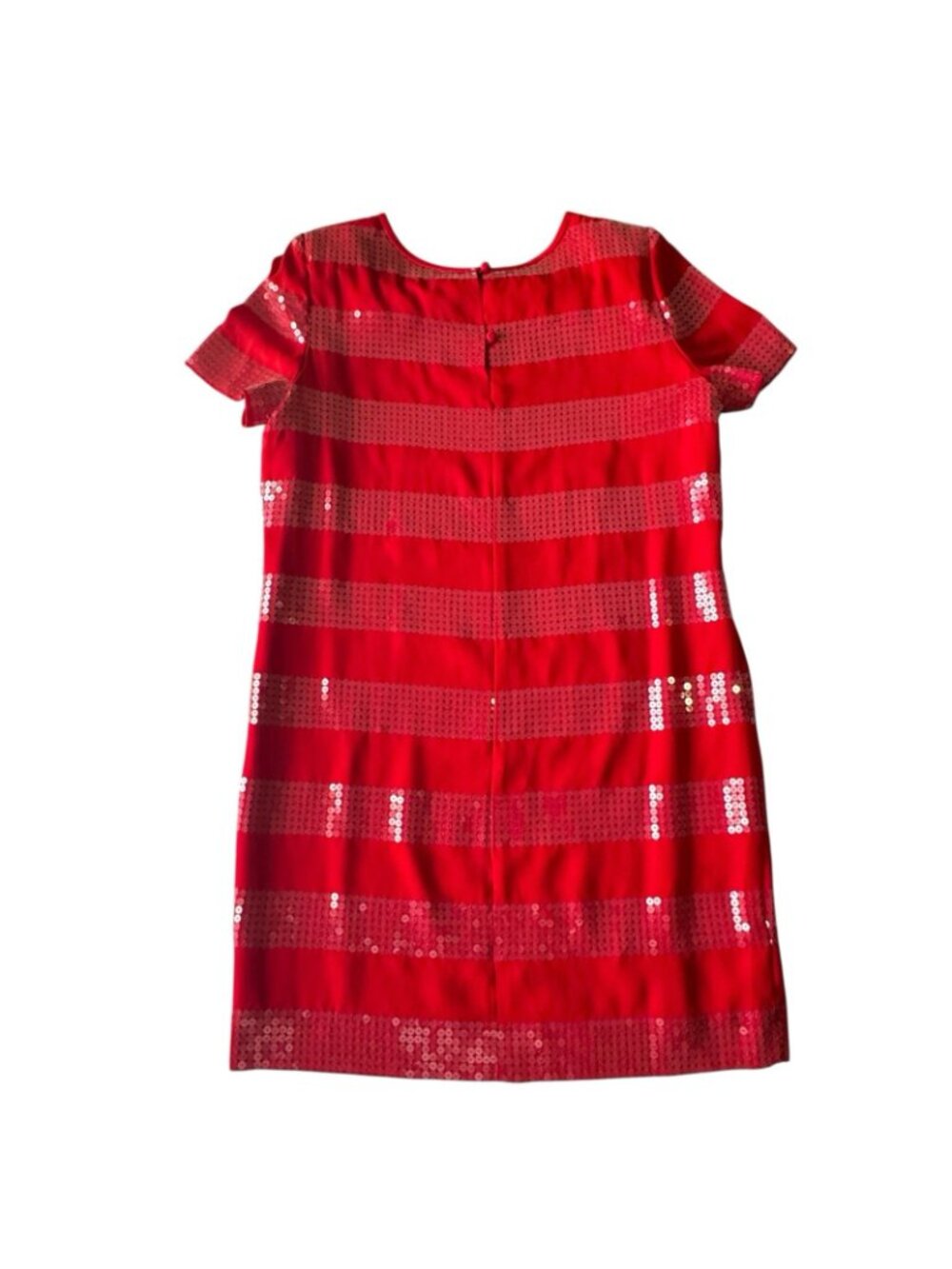 Red Sequin Women's Dress Sz 14 Petite Liz Claiborne Holiday Short Sleeve Sheath - Picture 6 of 16